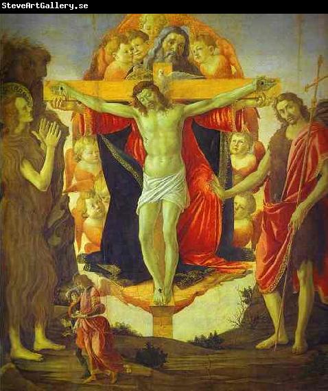 Sandro Botticelli Holy Trinity with Mary Magdalene St. John the Baptist and Tobias and the Angel